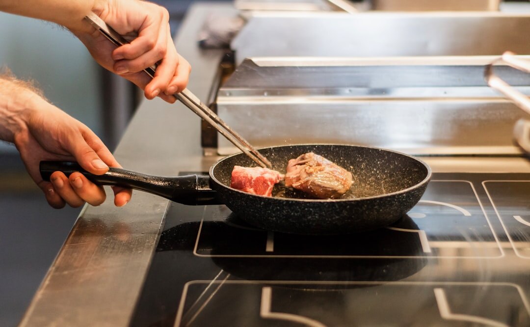 busy person cooking quick meal